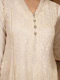 Manahil Arts Chiffon Embroidered Stitched 3-Piece Suit-K-113-Off White