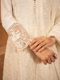 Manahil Arts Chiffon Embroidered Stitched 3-Piece Suit-K-113-Off White