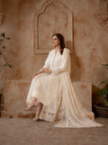 Manahil Arts Chiffon Embroidered Stitched 3-Piece Suit-K-113-Off White