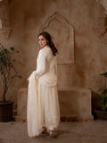 Manahil Arts Chiffon Embroidered Stitched 3-Piece Suit-K-113-Off White
