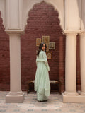Green Manahil Arts Chiffon Embellished Stitched 3-Piece Suit-K-165-Pastel Green