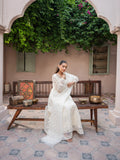 Manahil Arts Organza Embellished Stitched 3-Piece Suit-K-171-Off White