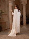 Cream Manahil Arts Raw Silk Embellished Stitched 3-Piece Suit-186-Off White
