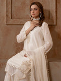 Cream Manahil Arts Raw Silk Embellished Stitched 3-Piece Suit-186-Off White
