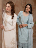 Cream Manahil Arts Raw Silk Embellished Stitched 3-Piece Suit-186-Off White