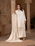 Cream Manahil Arts Raw Silk Embellished Stitched 3-Piece Suit-186-Off White