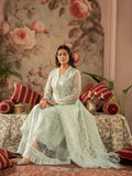 Manahil Arts Net Embellished Stitched 4-Piece Suit-K-148-Mint Green 