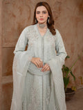 Blue Manahil Arts Organza Embellished Stitched 4-Piece Suit-181-Aqua