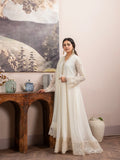 Manahil Arts Chiffon Embellished Stitched 3-Piece Suit-K-165-Off White