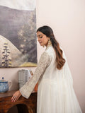 Manahil Arts Chiffon Embellished Stitched 3-Piece Suit-K-165-Off White