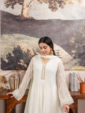 Manahil Arts Chiffon Embellished Stitched 3-Piece Suit-K-165-Off White