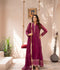 Manahil Arts Chiffon Embroidered Stitched 3-Piece Suit-106-Magenta Haze