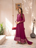 Purple Manahil Arts Chiffon Embroidered Stitched 3-Piece Suit-Kurti 106-Magenta Haze