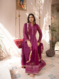 Purple Manahil Arts Chiffon Embroidered Stitched 3-Piece Suit-Kurti 106-Magenta Haze