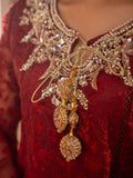 Maroon Manahil Arts Organza Embellished Stitched 3-Piece Suit-K-171-Maroon
