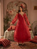 Maroon Manahil Arts Organza Embellished Stitched 3-Piece Suit-K-171-Maroon