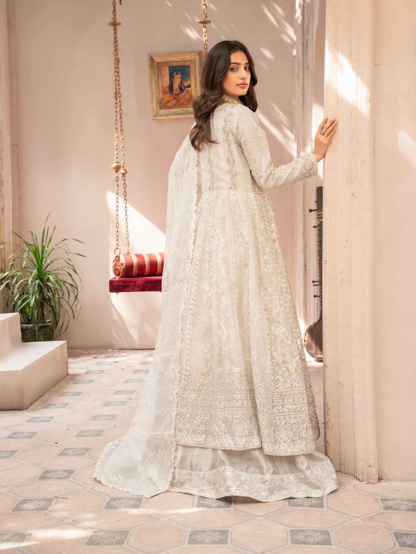 Silver Manahil Arts Organza Embellished Stitched 3-Piece Suit-Luxury-018-Silver