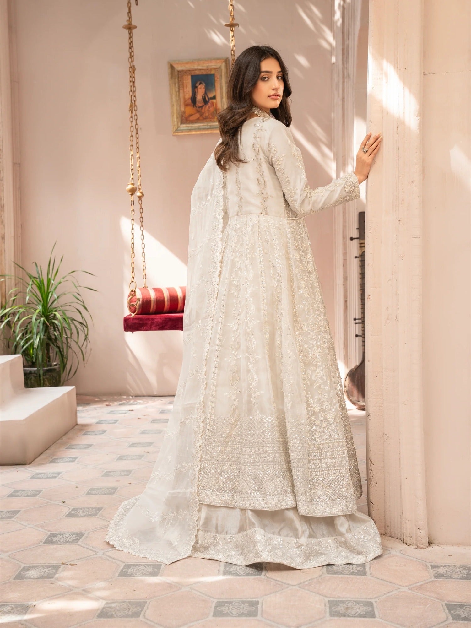Silver Manahil Arts Organza Embellished Stitched 3-Piece Suit-Luxury-018-Silver