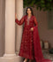 Manahil Arts Organza Embellished Stitched 3-Piece Suit-K-151-Maroon
