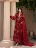 Maroon Manahil Arts Organza Embellished Stitched 3-Piece Suit-K-151-Maroon