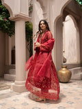 Maroon Manahil Arts Organza Embellished Stitched 3-Piece Suit-K-151-Maroon