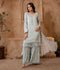 Manahil Arts Raw Silk Embellished Stitched 3-Piece Suit-K-186-Grey