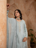 Grey Manahil Arts Raw Silk Embellished Stitched 3-Piece Suit-K-186-Grey