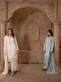 Grey Manahil Arts Raw Silk Embellished Stitched 3-Piece Suit-K-186-Grey