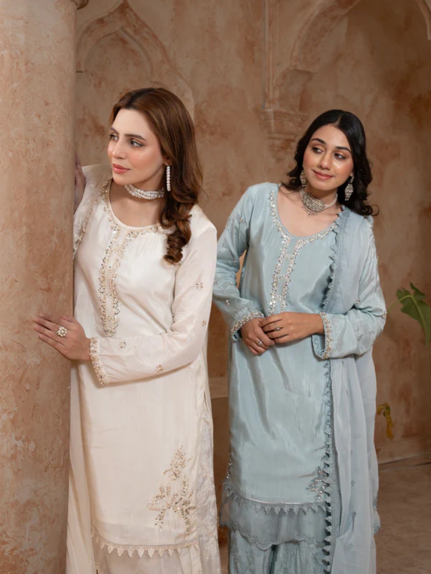 Grey Manahil Arts Raw Silk Embellished Stitched 3-Piece Suit-K-186-Grey