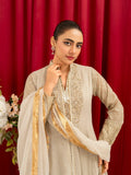 Manahil Arts Chiffon Embellished Stitched 3-Piece Suit-K-147-Tan