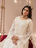 Cream-Manahil Arts Khaddi Net Embellished Maxi-K-160-Off White