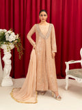 Peach Manahil Arts Chiffon Embellished Stitched 4-Piece Suit-K-135-Peach