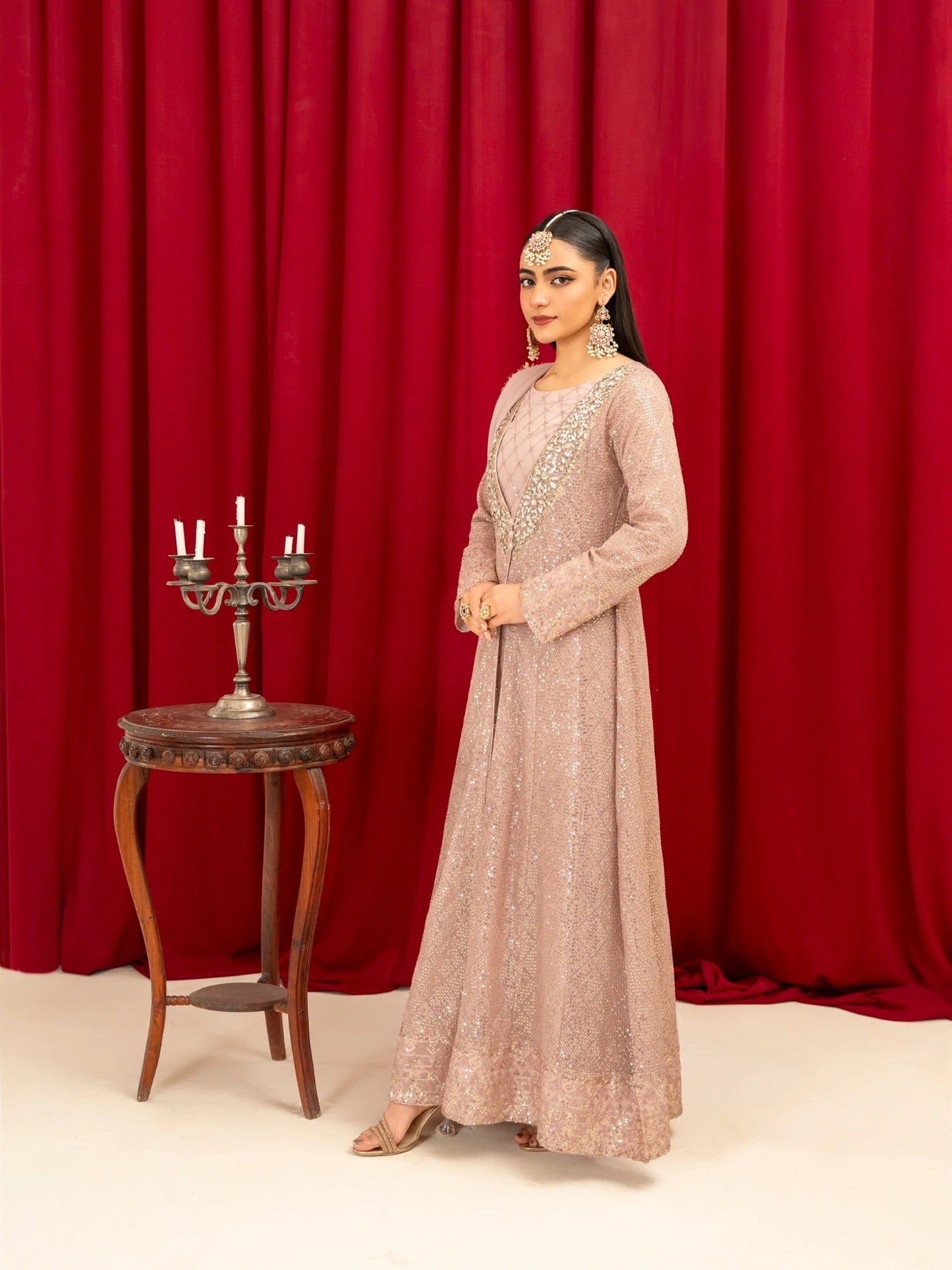 Lilac Manahil Arts Chiffon Embellished Stitched 4-Piece Suit-K-135-Lilac