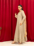Beige Manahil Arts Chiffon Embellished Stitched 3-Piece Suit-K-136-Beige