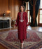 Manahil Arts Triple Wool Georgette Embroidered Stitched 2-Piece Suit-Thread Art Dark Blood Red
