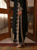Black Haleema Sadia Sheesha Silk Embellished Stitched 3-Piece Suit-Ziya
