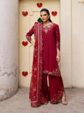 Maroon-Haleema Sadia Sheesha Silk Embellished Stitched 3-Piece Suit-Elara