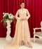 Manahil Arts Chiffon Embroidered Stitched 3-Piece Suit-K-113-Peach