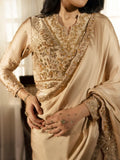 Champagne-Haleema Sadia Shamooz Silk Embellished Saree-Inara