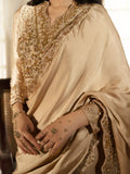 Champagne-Haleema Sadia Shamooz Silk Embellished Saree-Inara