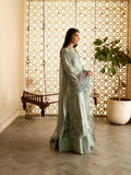 Mint Green-Haleema Sadia Sheesha Silk Embellished Stitched 3-Piece Suit-Sylva