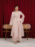 Peach Manahil Arts Khaadi Net Embellished Stitched 3-Piece Suit-K-160-Peach