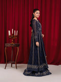 Blue Manahil Arts Chiffon Embellished Stitched 3-Piece Suit-B-007-Navy Blue 