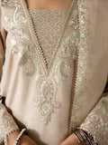Beige Enzo Lune Des Fleurs Korean Raw Silk Embroidered Stitched 3-Piece Suit-Reina
