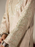 Beige Enzo Lune Des Fleurs Korean Raw Silk Embroidered Unstitched 3-Piece Suit-Reina