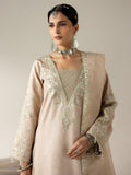 Beige Enzo Lune Des Fleurs Korean Raw Silk Embroidered Stitched 3-Piece Suit-Reina