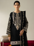 Black Enzo Lune Des Fleurs Korean Raw Silk Embroidered Stitched 3-Piece Suit-Mavros