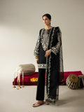 Black Enzo Lune Des Fleurs Korean Raw Silk Embroidered Stitched 3-Piece Suit-Mavros