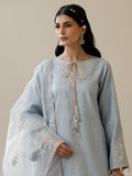 Blue Enzo Lune Des Fleurs Korean Raw Silk Embroidered Stitched 3-Piece Suit-Esme