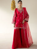 Pink Enzo Lune Des Fleurs Korean Raw Silk Embroidered Stitched 3-Piece Suit-Merlot